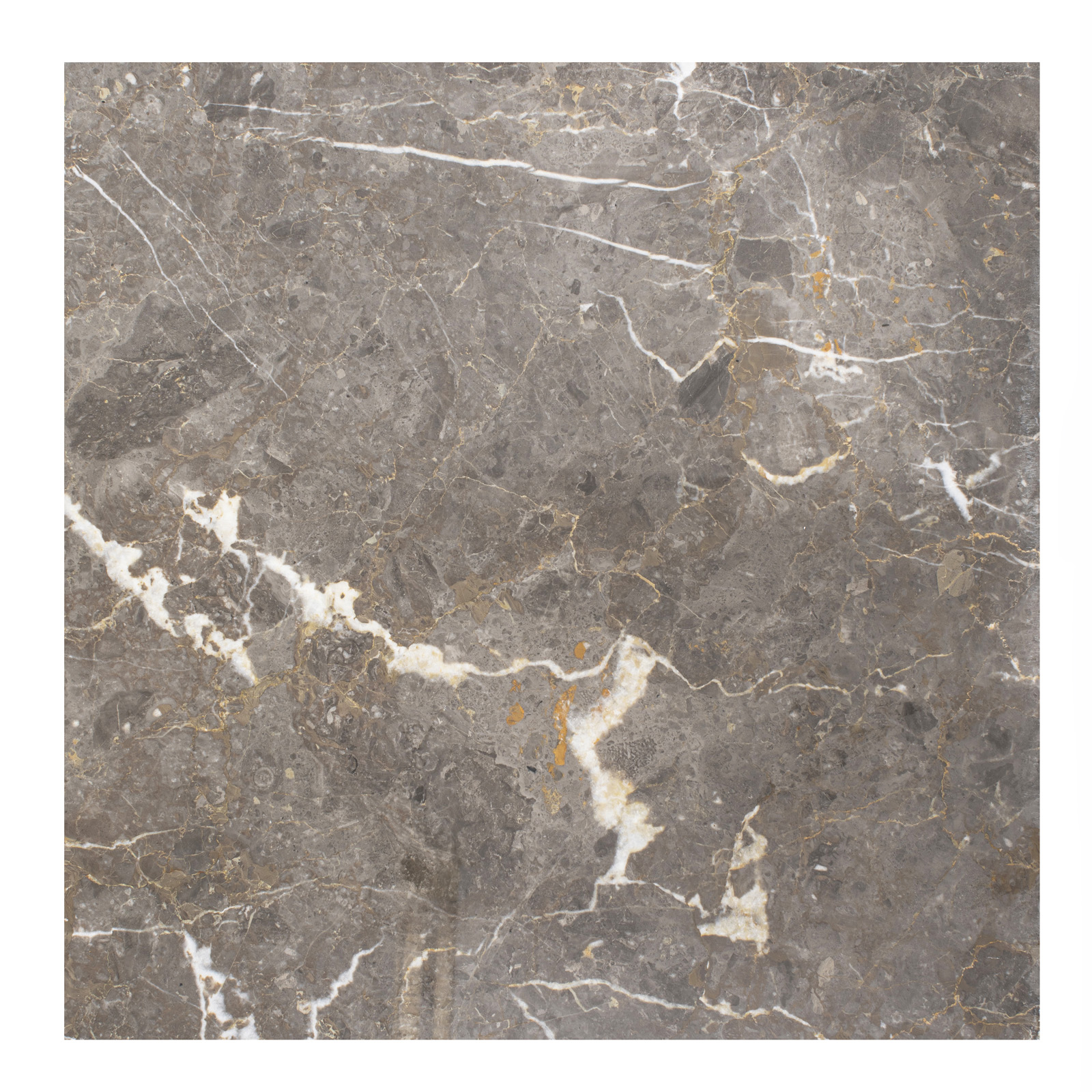 Płytki marmurowe z szaro brązowego marmuru mont grey w rozmiarze 60x60x2 cm, wykończenie polerowane