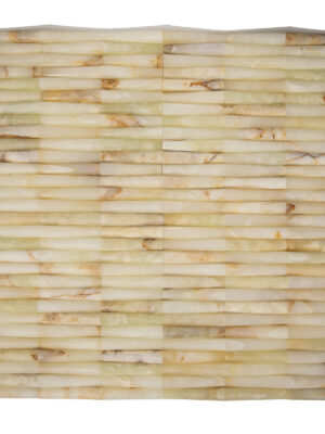 Mozaika onyksowa bamboo z Białego Onyksu, elementy wypukłe, grubość plastra 1,9 cm wykończenie satynowe