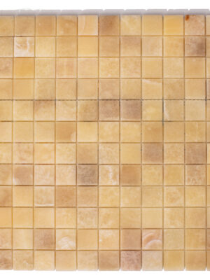 Mozaika onyksowa kostki z beżowego Honey Onyx, element 2,5/2.5 cm, grubość 1 cm, wykończenie polerowane