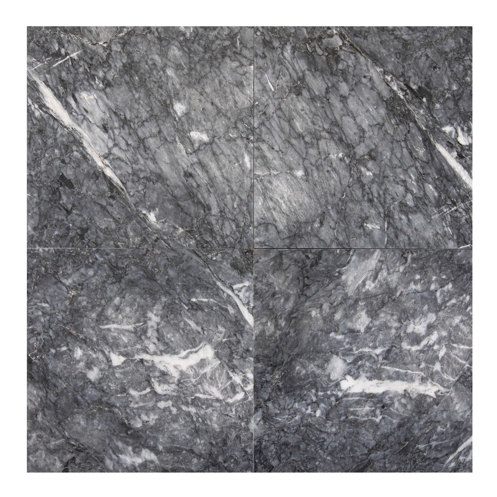 Płytki marmurowe z szarego marmuru Black Storm w rozmiarze 60x60x2 cm, wykończenie satynowe - obrazek 4