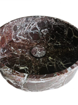 Umywalka nablatowa marmurowa Rosso Levanto 42×16,2 cm, wykończenie satynowe