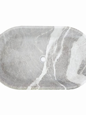Umywalka marmurowa z szarego marmuru Nordic Grey w rozmiarze 16x42x70 cm , satyna