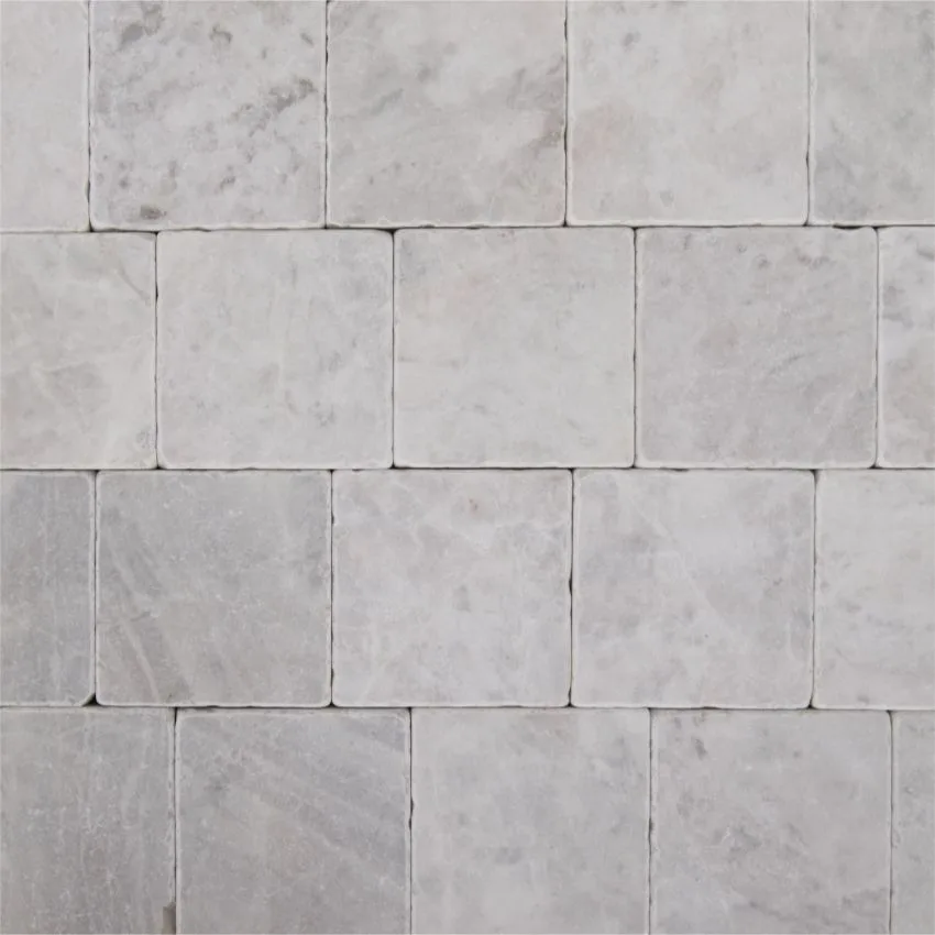 Kostki marmur Royal White bębnowany 10x10x1 cm