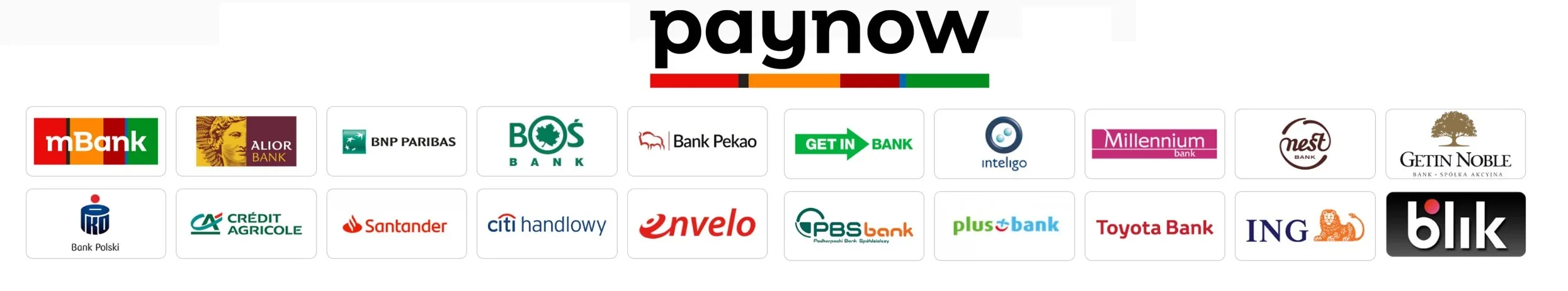 Dostępne metody płatności - Paynow, mBank