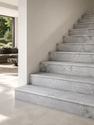 Stopień marmurowy Tundra Grey szlifowany z bullnose 135x33x3 cm