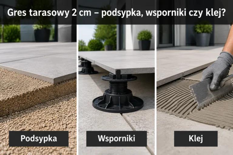 Gres 2 cm na taras: podsypka, wsporniki czy klej? Porównujemy 3 metody montażu