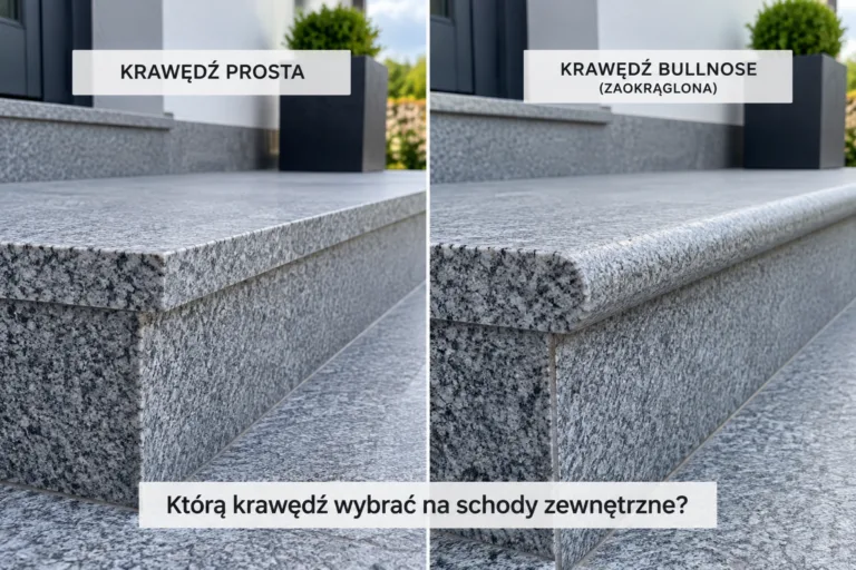 Stopnica granitowa prosta czy bullnose (zaokrąglona)? Którą krawędź wybrać na schody zewnętrzne